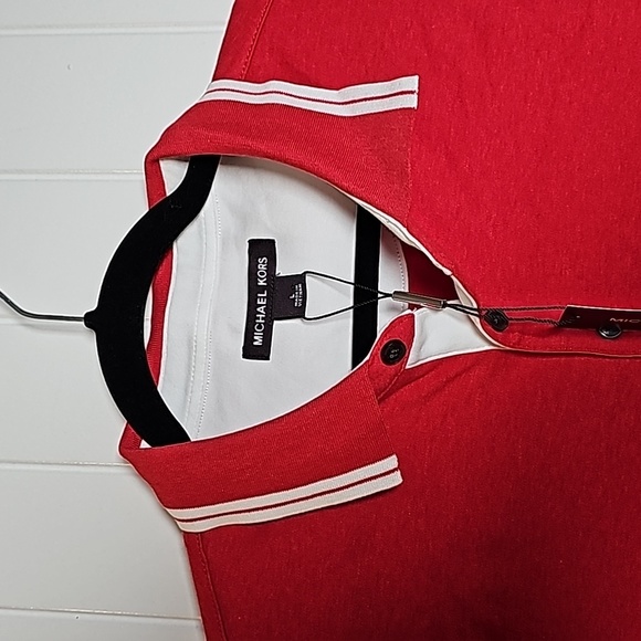 NWT Michael Kors L heathered red polo - Picture 2 of 7